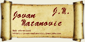Jovan Matanović vizit kartica